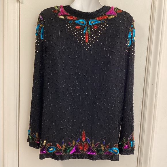 Fantasy by Lisa Kane Sequined Silk Jacket-size M - Picture 8 of 9